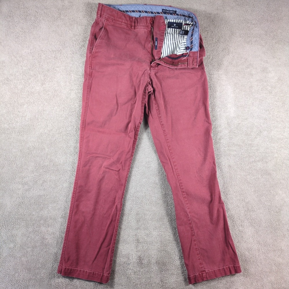 Cremieux Madison Chino Pants Mens 30x32 Red Flat Front Classic Fit Comfort
